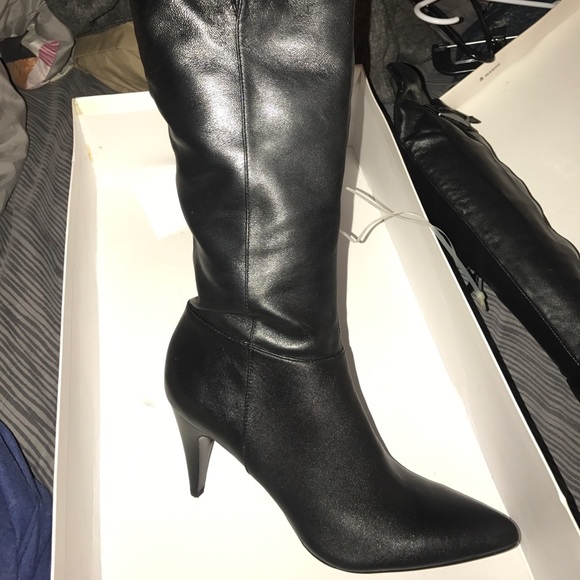 Calvin Klein Shoes Calvin Klein Knee High Leather Boots Poshmark